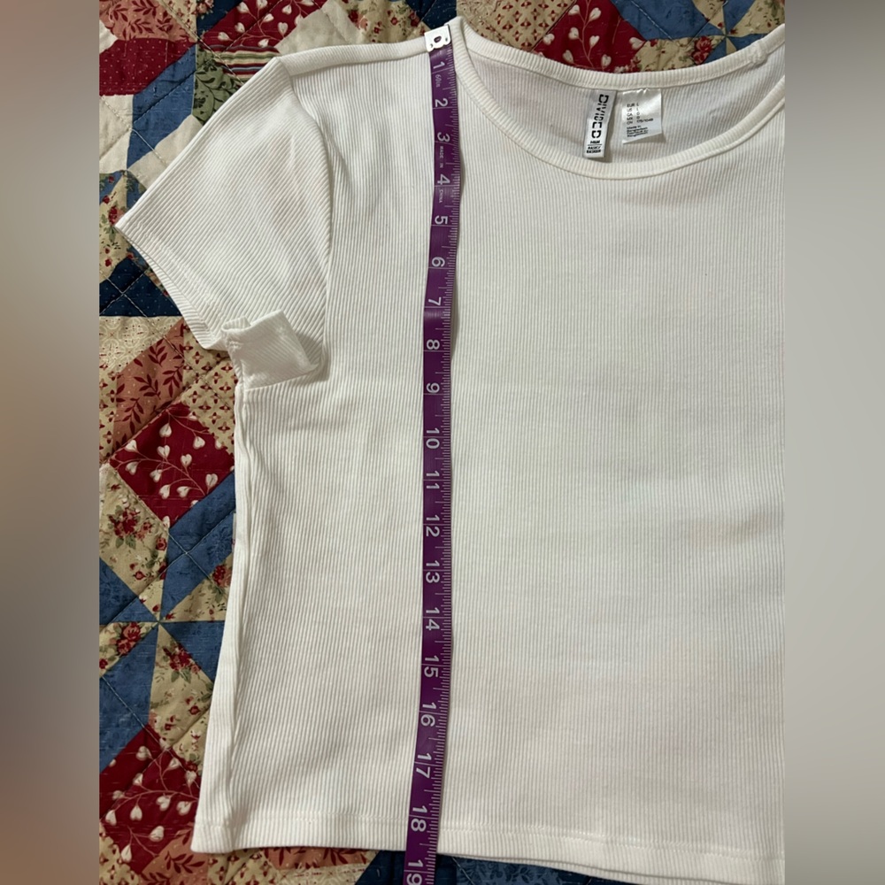 Divided Ribbed Round-neck Cropped Tee sz L NWOT - Picture 4 of 6